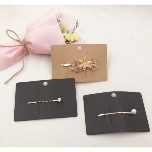 50pcs 6.5x10cm Kraft Paper Black/Brown Hair Clip Card Jewelry Display Cards Hair Accessory Hairpin Packaging Card