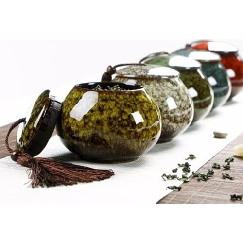 Colorful Tea Box Ceramic Three Styles Coffee Sugar Storage Box Cans Retro Jars For Kitchen Spices Dry Fruit Jar Snacks Tank Hot