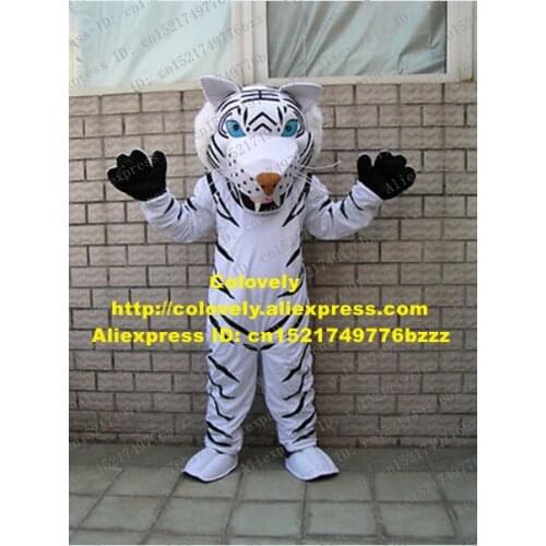 Cool White Tiger Lion Mascot Costume Tigerkin Tigris Regalis Panthera Tigris With White Black Stripes Skin No.1154 Free Ship