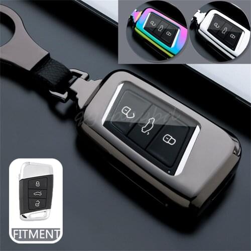 Metal+TPU Remote Start Car Key Cover Case Skin Protector Auto Accessories For Volkswagen VW Passat Skoda Kodiaq Superb 2015-2020