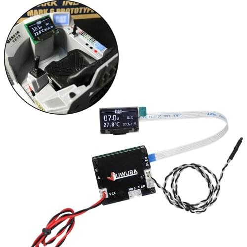 Cab Interior Display with Voltage Temperature Hydraulic Pressure sensors For 1/12 RC Excavator Loader Bulldozer Car Part