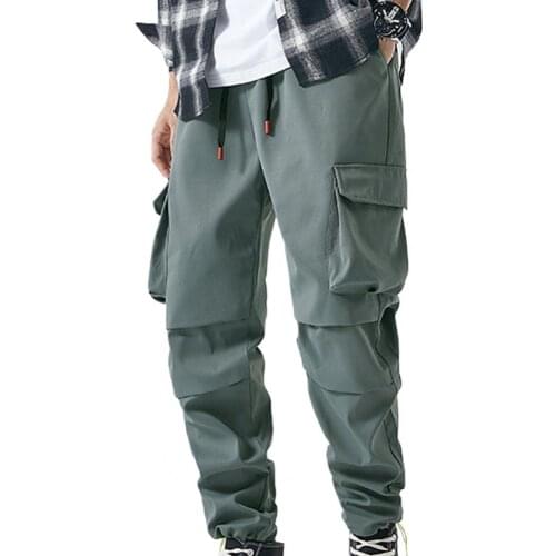 Plus Size 4XL cargo pants Men Casual Drawstring Long Pants Sweatpants Ankle-Tied Jogging Trousers Mens Pants pantalones hombre