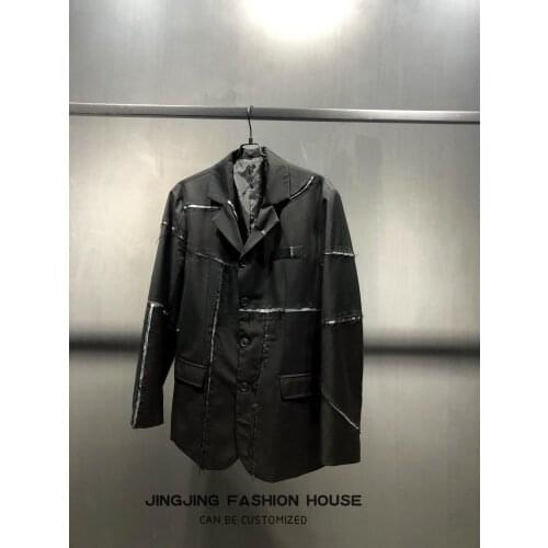 2020 mens four-button suit original loose non-small suit with broken tassels to make old Japanese design sense single suit