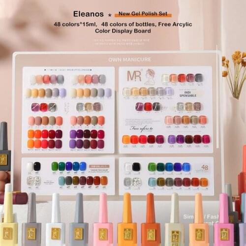 Eleanos New 48 Colors Gel Polish Set 15m Gel Nail Polish Kit Nail Polish Collection Soak Off UV Gel Need Base Top Coat Nail Gel