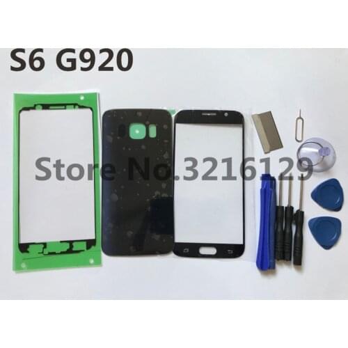Original For Samsung Galaxy s6 G920 Housing Back Glass Phone Rear Cover Battery Door+front glass lens With Logo Sticker tools