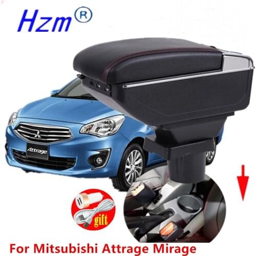 Armrest box For Mitsubishi Attrage Mirage Rotatable Large space Center Centre Console Storage Box with Cup holder ashtray USB in