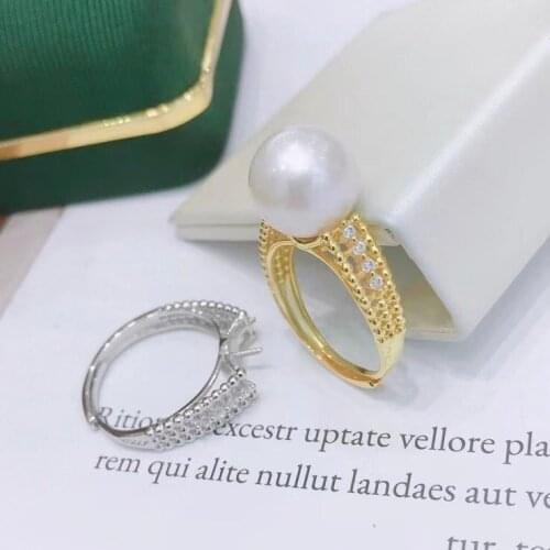 Fashion DIY 925 Sterling Silver Adjustable Free Size Ring Settings Findings Mountings Parts for Pearl Corals Jade Crystal Agate