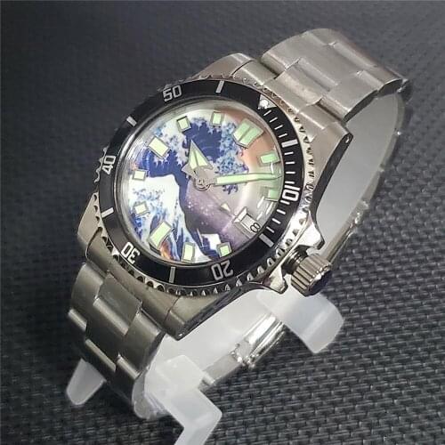 Movement Watch Case Strap for NH35 Movement 39.5MM*16MM 316L Stainless Steel Super Luminous Dial Mens Mechanical Watches Case