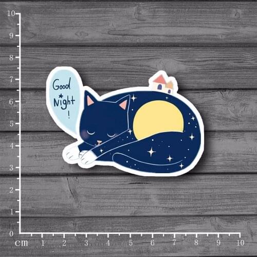 Good Night Cat Scrapbooking Stationery Graffiti Skateboard Laptop Luggage Home Decor Decals Funny Toy Doodle Sticker[Single]