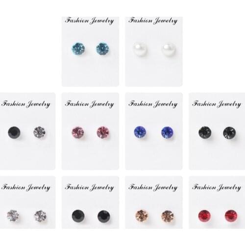 Unisex Alloy Stud Earrings Magnet Colored Diamonds Earrings Round Magnet Earrings Without Piercing Punk Jewelry Gifts Men Women