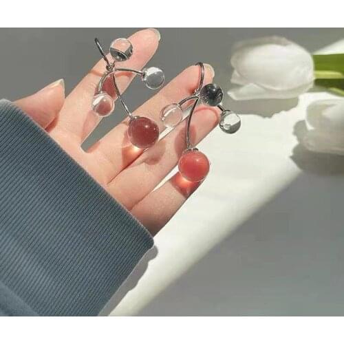 2021 Sweet Transparent Acrylic Beads Pendant Hoop Earrings Fashion Simple for Girls Women Irregular Ladies Lovely Jewelry Gift