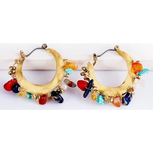 New Vintage Turquoise Dangle Drop Earrings Colorful Hanging Crystal Bohemian Metal Earrings For Women Jewelry Accessories