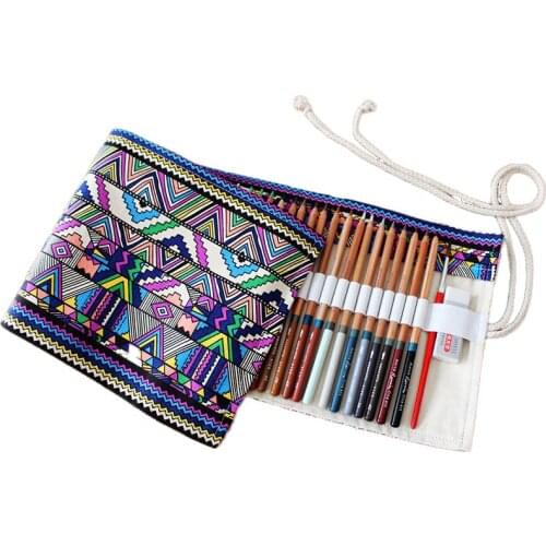 1pcs Fashion Multifunction DIY Canvas Painting Pen Bag Creative Painting Brush Storage Tool School Supplies Cosmetic Pencil Bag