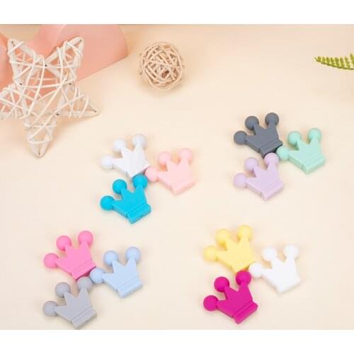 Sunrony 100pcs Crown Silicone Beads Baby Teething Toys Food Grade Silicone DIY Pacifier Chain Pendant Accessories Baby teethers