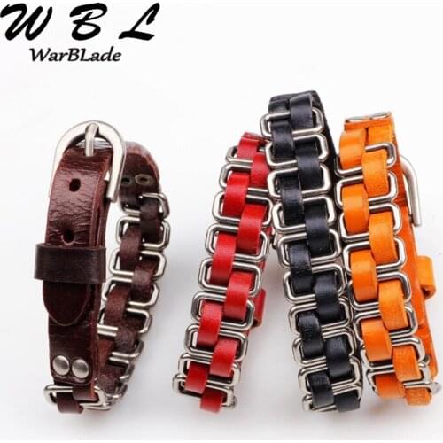WBL Men Jewelry Vintage Punk Bracelet Braided Geunine Leather Bracelets Bangles Charm Wristband For Women pulseras 2019