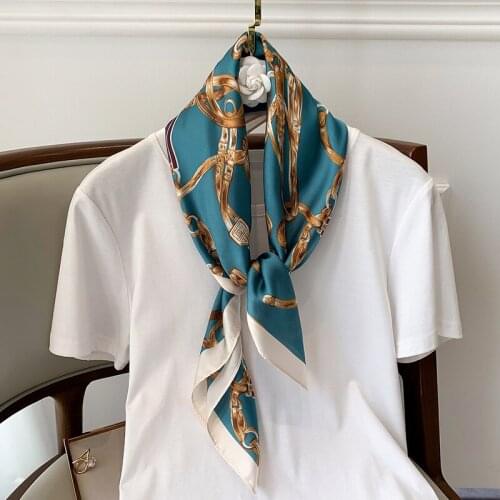 Fashion Silk Satin Hair Scarf Women Handkerchief Printed Female Square 2021 Bandana Small Neck hijab lady Shawls scarves sjaal
