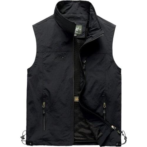 Mens Casual Vest Thin Sleeveless Jacket Spring Summer Autumn Travels Hiking Work Waistcoat Multi-Pockets Photographer Vest 6XL