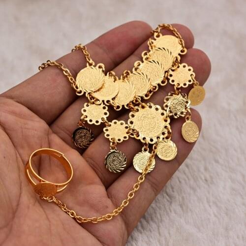 Gold Color Coin Bracelet for Women Gold Color Turks Simgesi Osmanli Turasi Bangle Arab Jewelry African