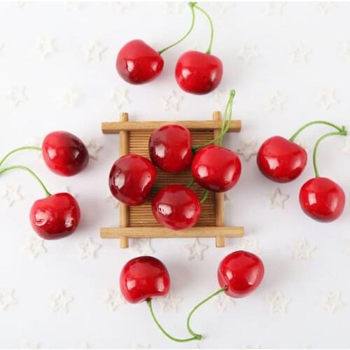 10 pair Artificial Fake Simulation Cherry Model Ornament Craft Photography Props Christmas Window Decoration