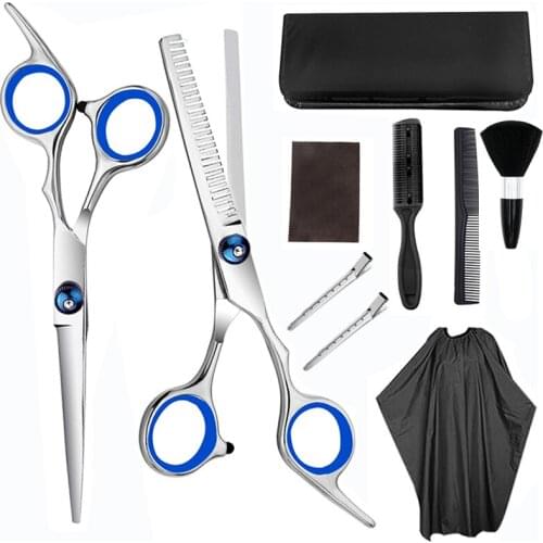10 pcs set Professional 6 '' hair scissors with bag comb clip brush haircut thinning barber cutting shears hairdresser scissors