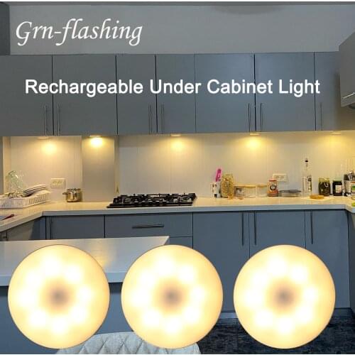 10pcs USB Rechargeable LED Under Cabinet Light PIR Motion Sensor Night Lamp Closet Wall Lamp for Kitchen Bedroom Corridor Toilet