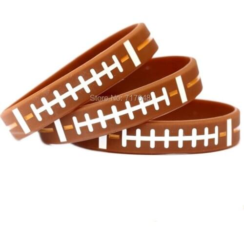 100pcs Football Design Thin orange line wristband silicone bracelets free shipping by epacket A