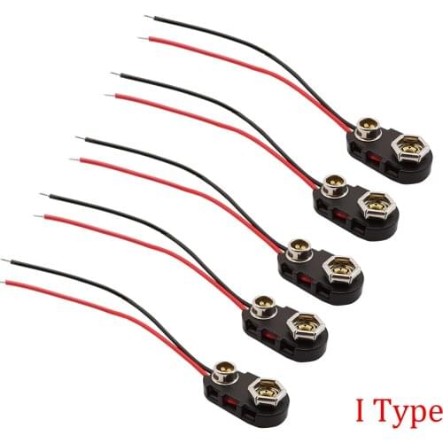 5/10Pcs I Type Battery Snap Cable Connector I-Shape Plastic Hard Shell 9 Volt Battery Clips Buckle Adapter 15CM Tinned Lead Wire