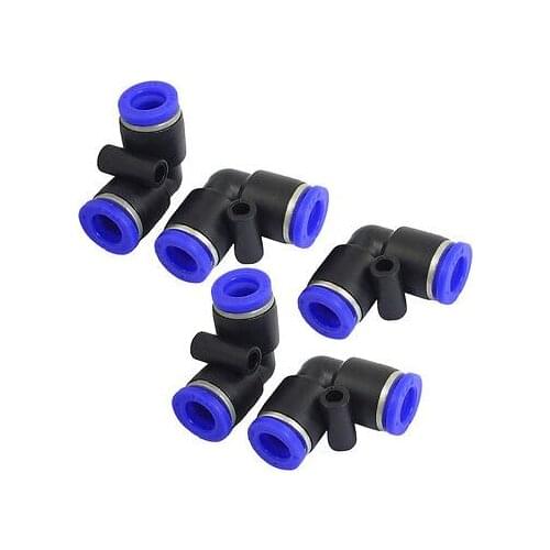5PCS Right Angle 8mm to 8mm Push In Quick Fittings Connectors Blue Black