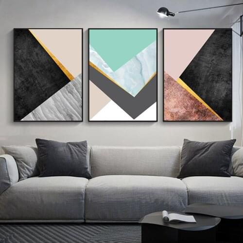 Abstract Triangle Hexagon Geometry Mosaic Combination Canvas Paintings Poster Print Home Decorative Wall Art Picture Living Room