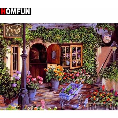 HOMFUN Full Square/Round Drill 5D DIY Diamond Painting "Flower landscape" 3D Embroidery Cross Stitch 5D Home Decor A13015