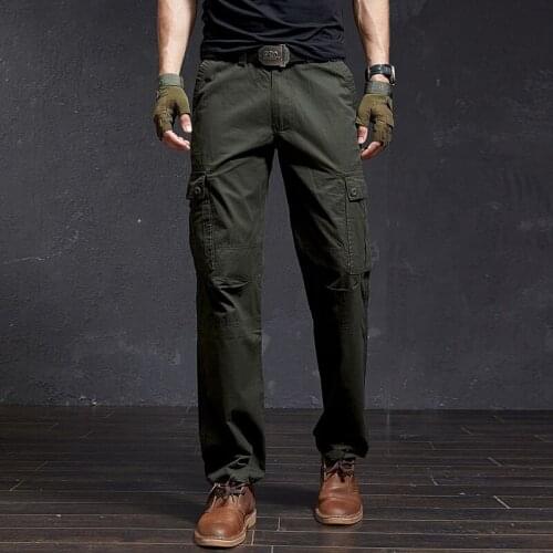 2021 Cargo Pants Men Cotton outdoor Joggers Overalls Casual Men Military Tactical Pants Multi-Pocket Fashion Black Army Trousers