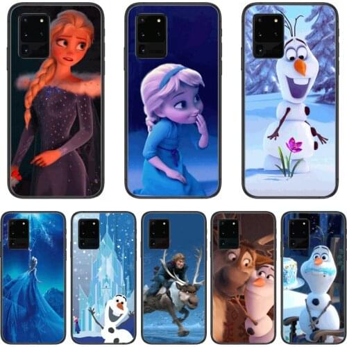 Phone Case Disney Frozon Elsa Olaf Phone cover hull For SamSung Galaxy S 6 7 8 9 10 20 Plus Edge E 5G Lite Ultra black soft bum