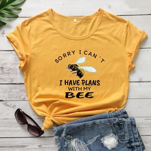 Colored i have plans with my bees cute T-shirt women 100% Cotton funny grunge casual graphic quote Fashion unisex tee top tshirt