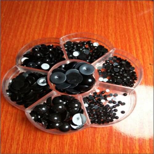 510 PCS Round Flat Black Mixed Eyes Self-adhesive DIY Scrapbooking Eyes for Dolls Making 3-12mm Toys Dolls Googly Accessories