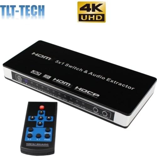 HDMI Switch 5x1 HDMI Audio Extractor Switcher 4Kx2K 3D 5 Port HDMI Audio Extractor Switch Converter for PS3, PS4