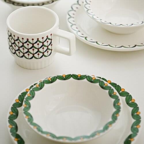 Nordic Style Ceramic Cereal Milk Coffee and Breakfast Cup Dessert Candy Bowl Household Plate Steak Plate Dish