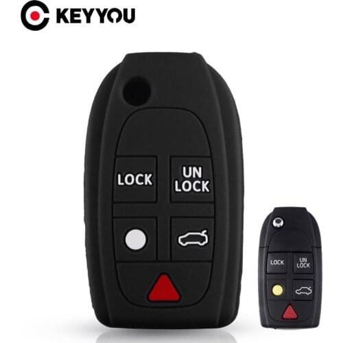 KEYYOU 3 Button Silicone Car Key Case For Volvo XC70 XC90 V50 V70 S60 S80 C30 Remote Fob Cover