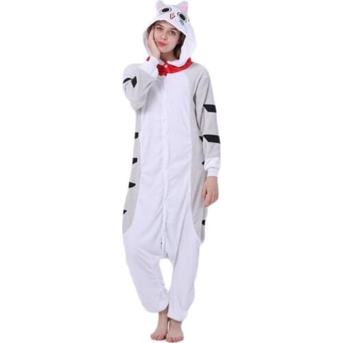 Kigurumi Chis Cat Home Pajama Adult Animal Onesies for Women Men Couple Winter Pajamas Kegurumi Sleepwear Flannel Pijamas pyjama