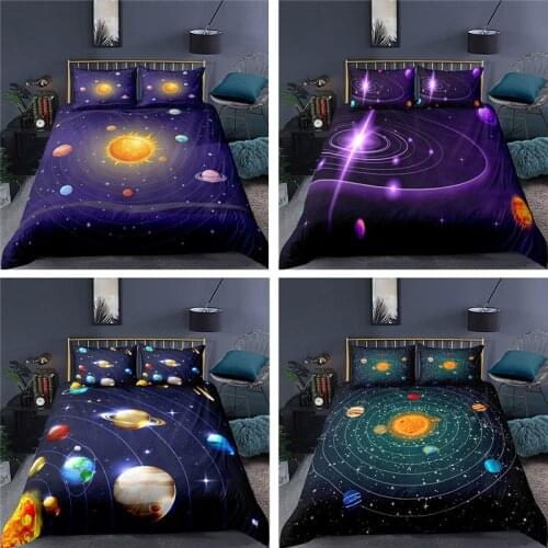Galaxy Duvet Cover Queen Colorful Starry Bedding Set Outer Space Comforter Cover Sky Light Printed for Kids Double Bed Set