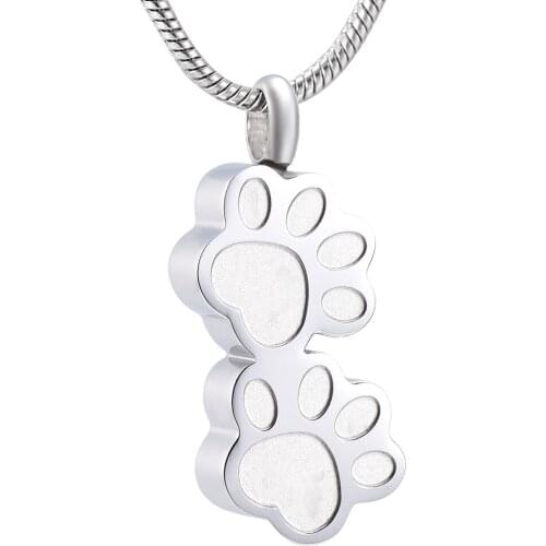 Cremation jewelry for ashes pendant Double Dog Paw Urn Necklace for Ashes Stainless Steel Keepsake Urn Locket Memorial Jewelry