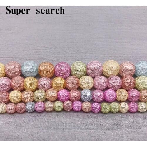 Light colorful crystal beads Natural stone Popcorn crystal Round Loose bead ball 6/8/10/12MM Jewelry bracelet Making DIY