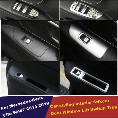LHD Car Door Window Lift Switch Button Cover Trim For Mercedes-Benz Vito W447 2014 2015 2016 2017 2018 Matt silvery