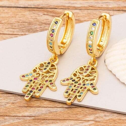 Hot Sale Geometric Drop Pendant Earrings Rainbow Crystal For Women Bohemian Dangle Earrings 2020 Female Fashion Copper Jewelry