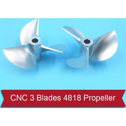 1PC 4818 CNC Aluminum 3 Blades Propeller Aperture 4/4.76 Paddle Diameter 48mm Pitch 1.8 Props for RC Racing Boat Parts