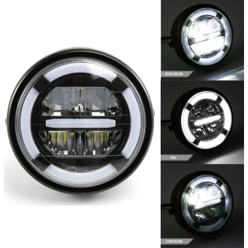 Motorcycle cafe racer headlight Round High low Beam DRL Head Lamp LED For yamaha road star hornet 250 xvs 1100 bobber Chopper