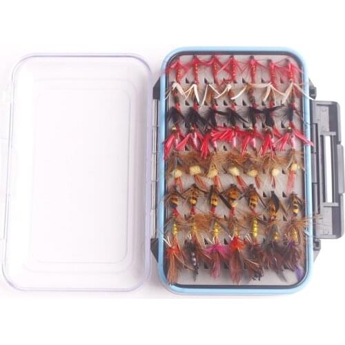 112 Pieces of Fly Transparent Double-sided Fly Hook Set Bionic Fly Hook Lure Fishing Gear and Fake Bait Set