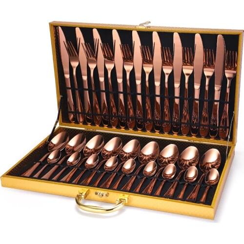 Set of 36 stainless steel cutlery wooden box gift box cutlery set travel cutlery set cutlery set