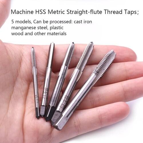High Quality 5Pcs M3 M4 M5 M6 M8 HSS6542 Straight Fluted Machine Screw Thread Metric Plug Hand Tap Drill Set