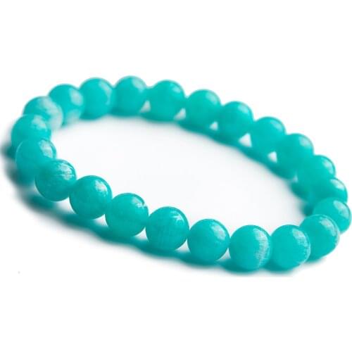 100% Natural Green Amazonite Mozambique Women Men Bracelets 9mm Stretch Healing Round Beads Crystal Bracelet Jewelry AAAA
