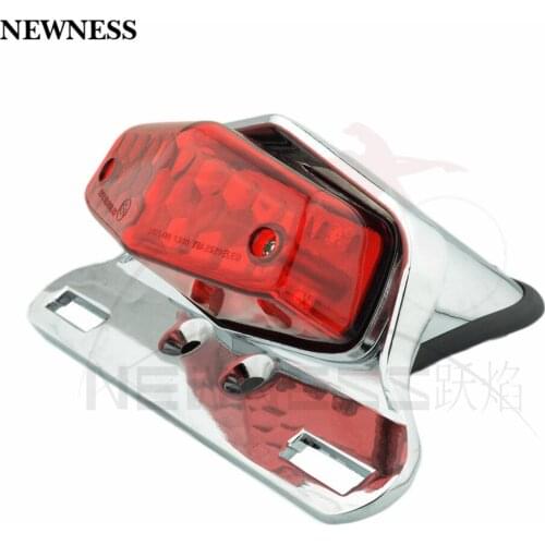 Motorcycle LED Red Smoke Lucas Style Taillights Brake License Plate Light Lamp for Harley Triumph Cafe Racer Vintage Chopper